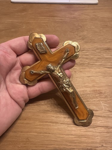 Crocifisso vintage ottone - crocifisso,