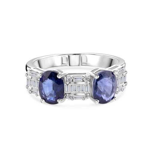 Anello ovale zaffiro blu