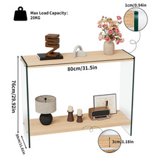 Tavolo Da Ingresso Consolle 80/100/120 Cm Con Finitura in Legno, Gambe in Vetro 