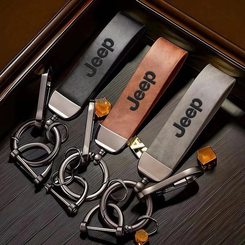 Vintage leather keychain with - leather,