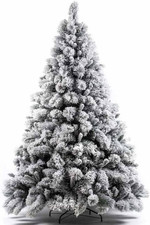 Albero Di Natale Super Folto Pino Bianco Innevato Con Base a Croce in Metallo Pi
