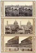 Stereoviews (3), Italy, Florence (Firenze): Panorama; Duomo; Palazzo Pitti