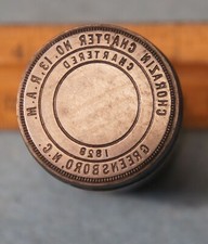 Antico stampo da timbro GREENSBORO NC Chorazin capitolo 13 RAM MASSONICO PENNY TP329
