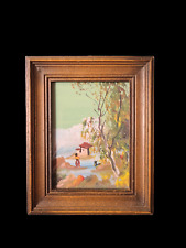 QUADRO DIPINTO OLIO TEMPERA PAESAGGIO DI CAMPAGNA  IN MINIATURA E CORNICE 900 