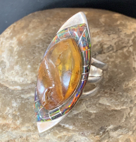 Anello oro pomellato ambra - anello,
