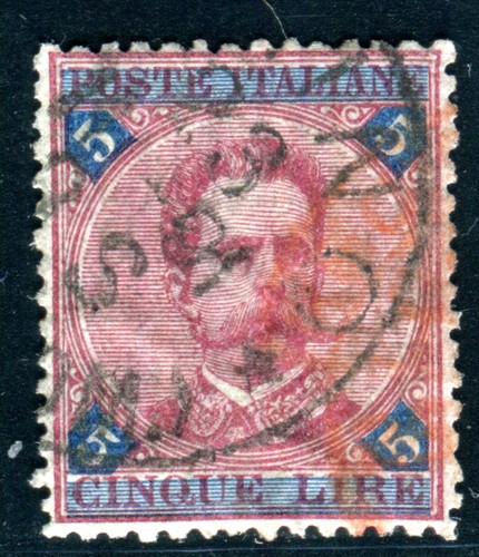 Italia 1891 timbrato 5lire - italia,