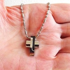 Collana Uomo Croce in Acciaio a pallini Stainless steel cross pendant Ball Chain
