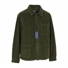 Ralph Lauren Uomo Camicia M Verde Velluto a Bottoni Toppa Tasche Logo Giacca I