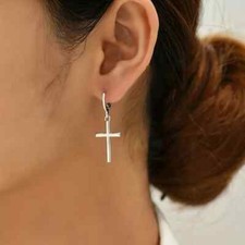 Orecchini a croce placcati argento - orecchini a goccia crocifisso religioso