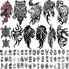 77 Fogli Tatuaggi Temporanei per Uomini Donne e Bambini Mezzo Braccio Tribale