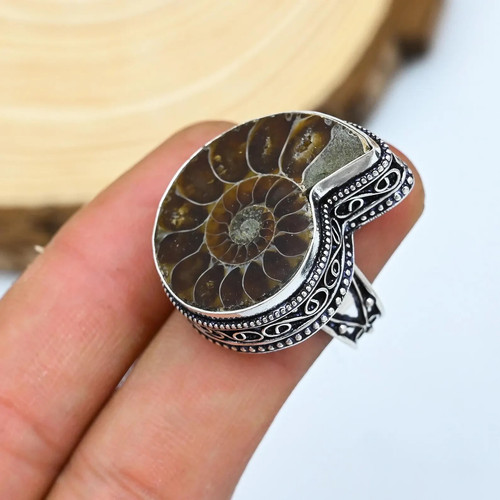 Anello fossile ammonite - anello,