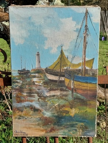 Huile sur toile marine - huile,