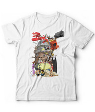 Tshirt Hayao Miyazaki Studio Ghibli città incantata castello errante howl Totoro
