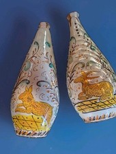 coppia VASI maiolica decoro mano LEPRE e GAZZELLA - CERRETO SANNITA XVIII secolo