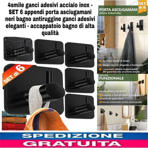 6pz ganci adesivi acciaio - 6pz,