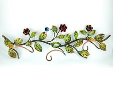 Attaccapanni appendiabiti in ferro battuto con rose a 3 posti colorati arredo