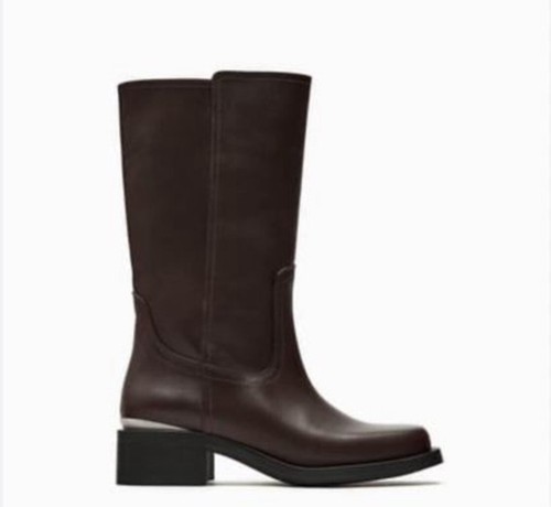 Zara brand leather color boot - leather,