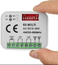 RICEVENTE UNIVERSALE RADIO RICEVITORE TELECOMANDI MULTI RX 12-30V 300 o 868 Mhz