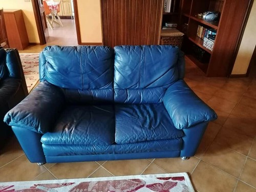 Divano vera pelle blu due - in,