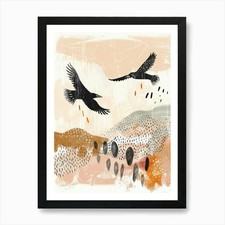 Crows In Flight 3 Art Print