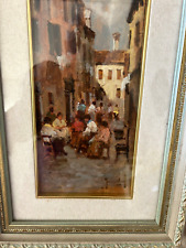 CHIACCHIERE IN UNA CALLE VENEZIANA DELIZIOSO OLIO SU TAVOLA META' SECOLO SCORSO