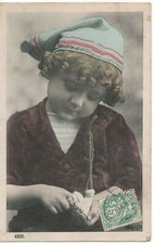 PC10355 Old Postcard. A Little Boy with Pipe. No 4235