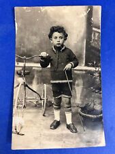 Foto d'epoca gabinetto fotografico  bambino con triciclo