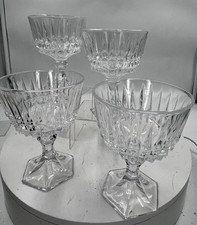 4 bicchieri sherbet da dessert vintage cristallo pressato base esagonale metà secolo bicchieri