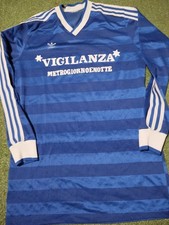 Adidas Maglia Calcio Vintage 80 Football shirt L maillot camiseta jersey blu