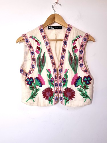 Gilet zara ricamato taglia - gilet,