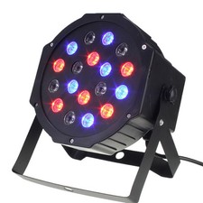 PAR RGB MULTICOLORE 18 LED per 1W DMX WASH STROBO FARO DISCOTECA DJ FESTE LUCI