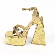 Sandali Oro Con Plateau 14 Cm