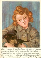 Hoppeler-Bonzanigo E. Carta Artista Due Giochi Bambino Cane