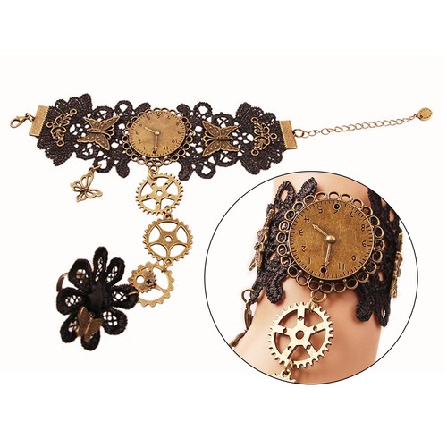Bracciale pizzo nero guanto - bracciale,