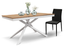 TAVOLO RETT. LEGNO ALLUNGABILE 3 MISURE BASE METALLO INTRECCIATA BIANCA/NERA*