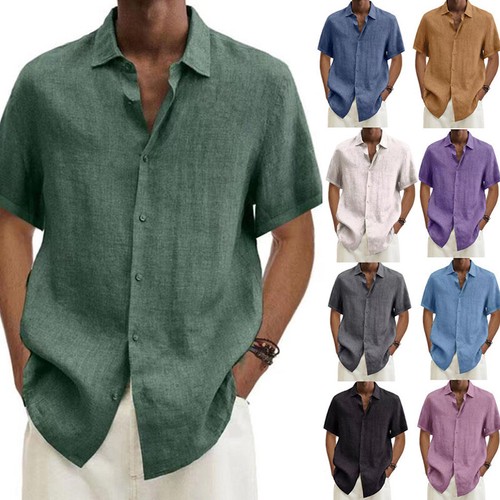 Camicie uomo stile lino manica