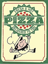 Fresco E Hot Pizza Insegna Acciaio 400mm x 300mm ( Ogu )