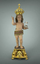 Bambinello Napoletano Gesù di Praga legno scultura ihs 87 cm design arte sacra