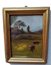 Piccolo quadro Olio Su Tela cornice dorata con vetro