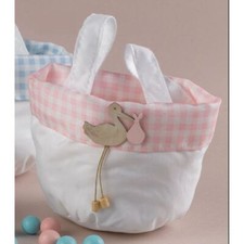 SUPER OFFERTA 5 PZ Borsa CICOGNA ROSA per confettata NASCITA BAMBINA 0TEV