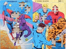 LOTTO  PUZZLE MALIPIERO MARVEL DC UOMO RAGNO SUPERMAN FANTASTICI 4 DA RECUPERO