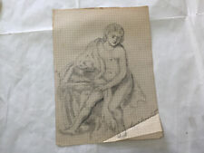 VECCHIO DISEGNO BOZZETTO CARBONCINO MATITA  DONNA NUDA 
