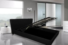 LETTO CONTENITORE MATRIMONIALE CON DOGHE - LETTI DESIGN MODERNO ECOPELLE NERO IT