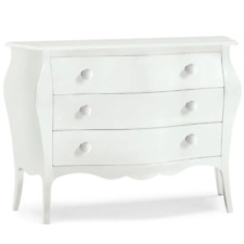 Mobile comò bombato 3 cassetti legno pioppo massello bianco opaco 100 o 120cm |1