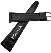 Cinturino Vintage Vitello Nero SQUALE 19/16mm n.o.s spess.3mm l. 11.3x7.3cm