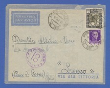 Storia Postale Posta Militare n.85 Valori gemelli Libia-Italia 8.3.1942 a Lecco
