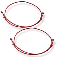 Coppia di Braccialetti filo rosso del destino con sfere in argento 925