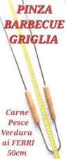 Pinza Per Barbecue Acciaio Griglia Piastra Carne Pesce ai Ferri Verdura 50cm