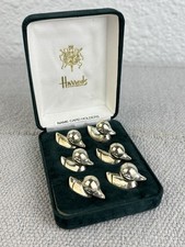 Harrods porta segnaposto nome anatra massiccio placcato argento sei (6) con scatola