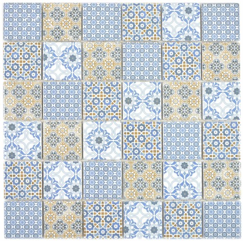 Mosaico ceramica oro blu - oro,